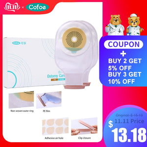Cofoe One-piece System Ostomy Bags Disposable Colostomy Pouch Ileostomy bag 10 PCS Opening Drainable Pouch Stoma Ostomy